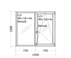 Окно WHS 60 (4х камерный профиль) 1500 x 1500 мм ( с/п 4б+16+4и  )
